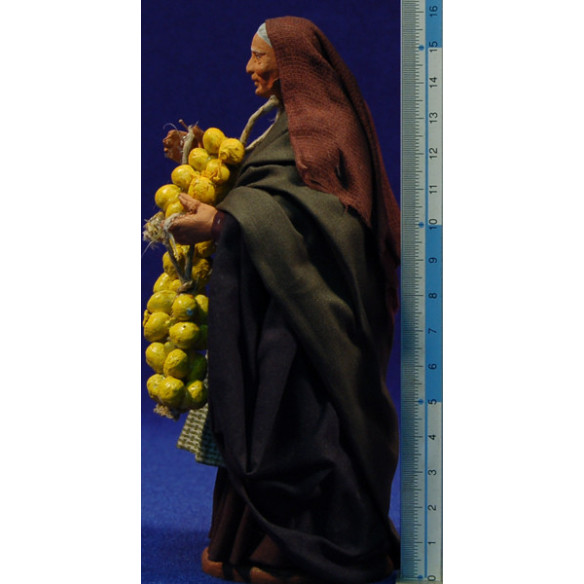 Donna con ceppi limoni 16 cm stoffe e terracotta