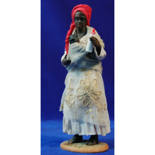 Zingara con bimbo in braccio 25 cm stoffe e terracotta