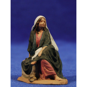 Pastora asseguda 7 cm pasta ceràmica Hermanos Cerrada