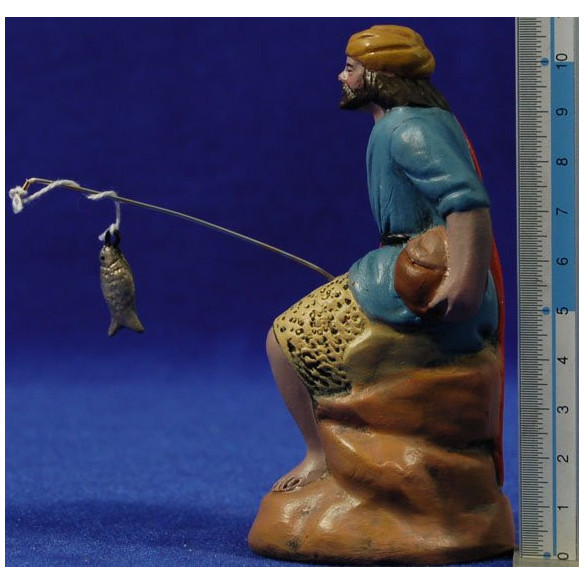 Pescatore 12 cm terracotta dipinte Figuralia