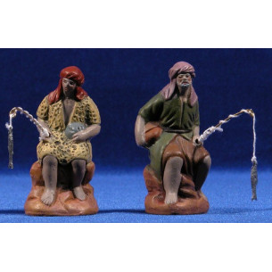 Fisherman 7 cm clay painted Figuralia