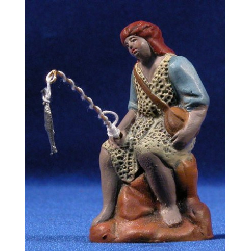 Pescatore 9 cm terracotta dipinte Figuralia
