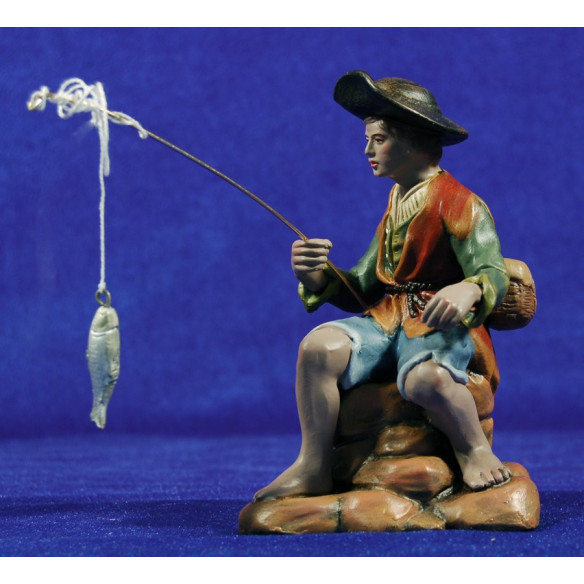 Fisherman 16 cm clay painted Figuralia