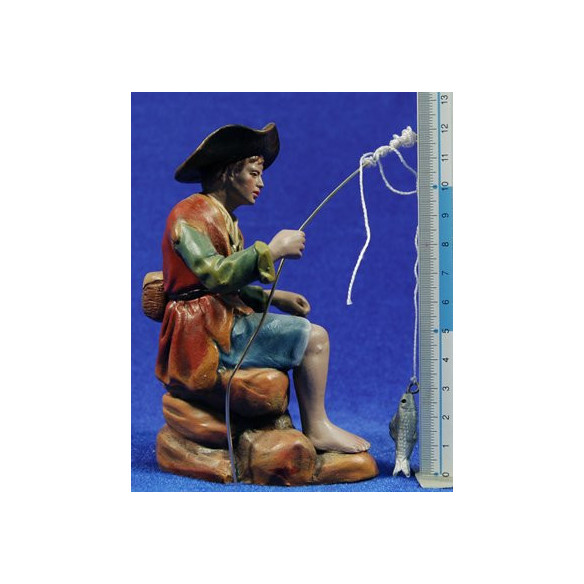 Fisherman 16 cm clay painted Figuralia