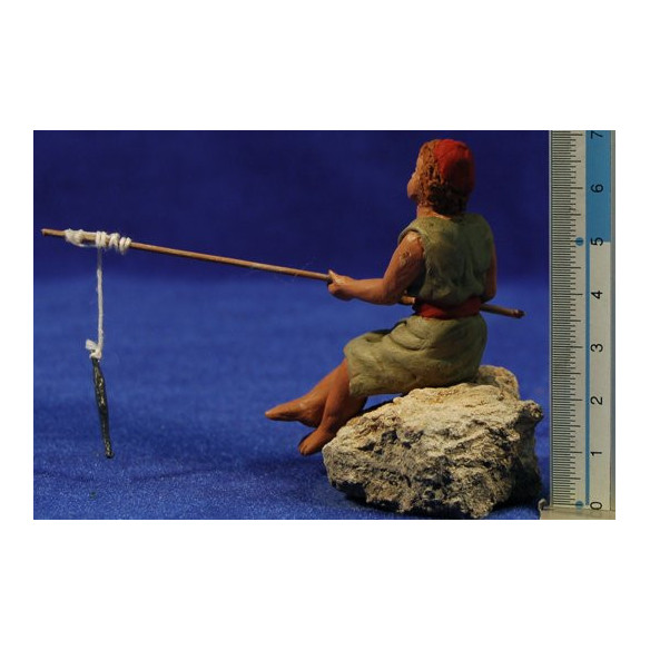 Niño pescador hebreo 12 cm barro pintado Delgado