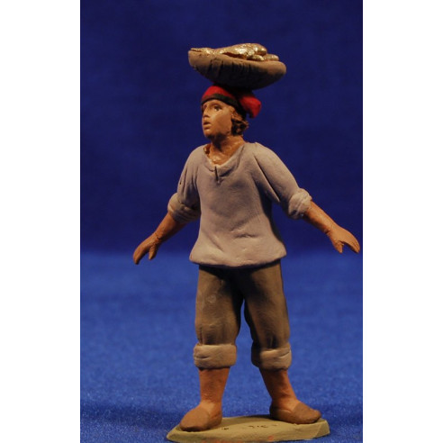 Pescador catalán con zafata en la cabeza 8 cm barro pintado Delgado