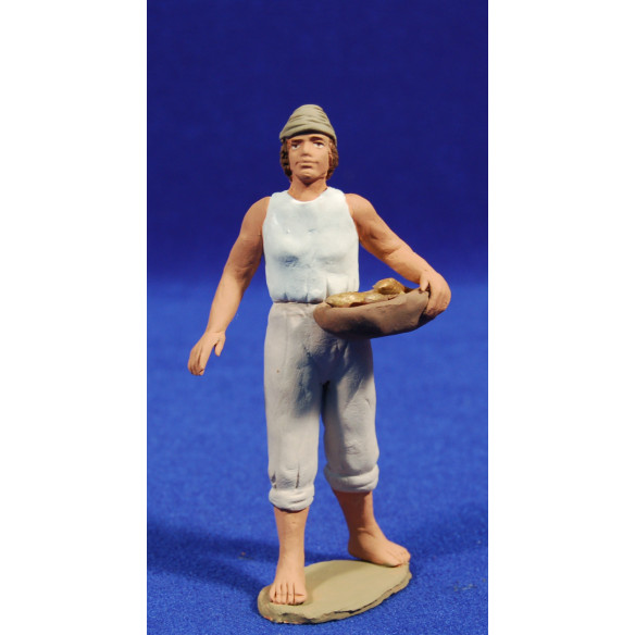 Pescador catalán con zafata al lado 12 cm barro pintado Delgado