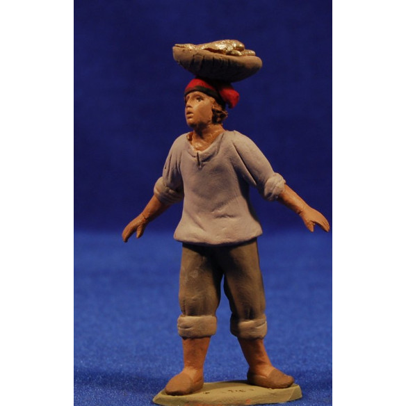 Pescador catalán con zafata en la cabeza 8 cm barro pintado Delgado