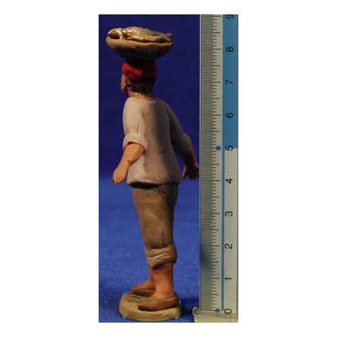 Pescador catalán con zafata en la cabeza 8 cm barro pintado Delgado