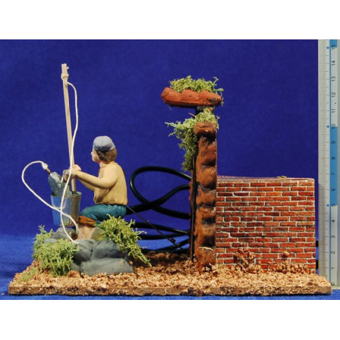 Pescador movimiento 9 cm barro
