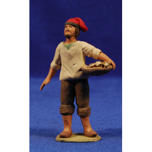 Pescador catalán con zafata al lado 8 cm barro pintado Delgado