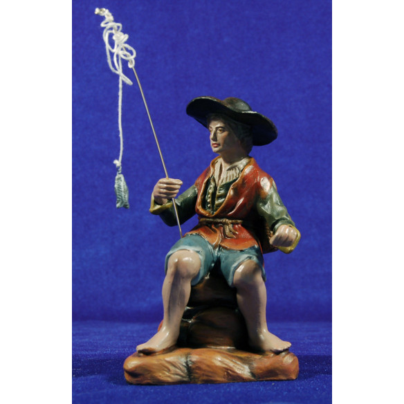 Fisherman 18 cm clay painted Figuralia