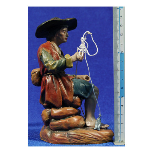 Pescatore 18 cm terracotta dipinte Figuralia