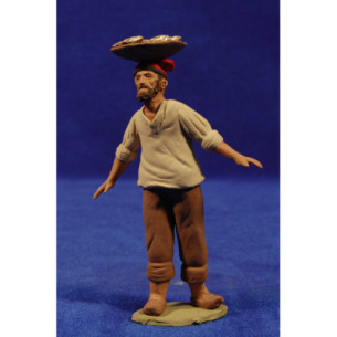 Pescador catalán con zafata en la cabeza 12 cm barro pintado Delgado