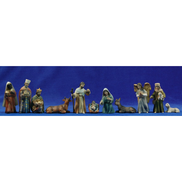 Nacimiento con reyes y pastor M3 9 cm resina