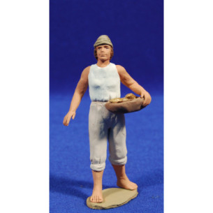 Pescador catalán con zafata al lado 12 cm barro pintado Delgado