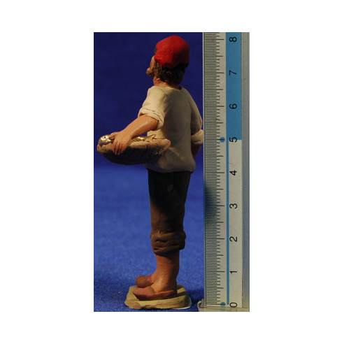 Pescador catalán con zafata al lado 8 cm barro pintado Delgado