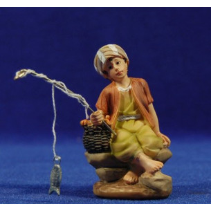 Fisherman with cane 9 cm resin