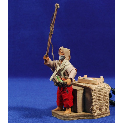 Fisherman standing movement 10 cm clay and clothes