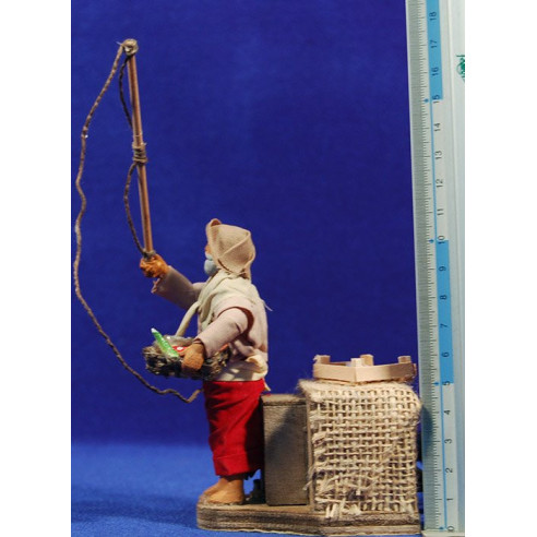 Fisherman standing movement 10 cm clay and clothes