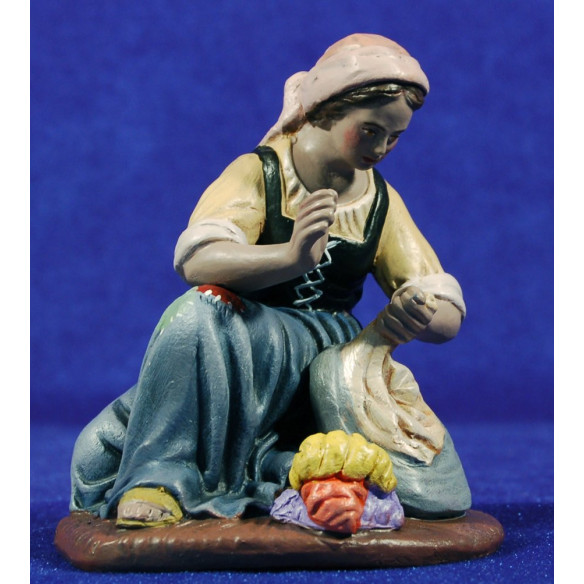 Pastora lavandaia 16 cm terracotta dipinte Figuralia