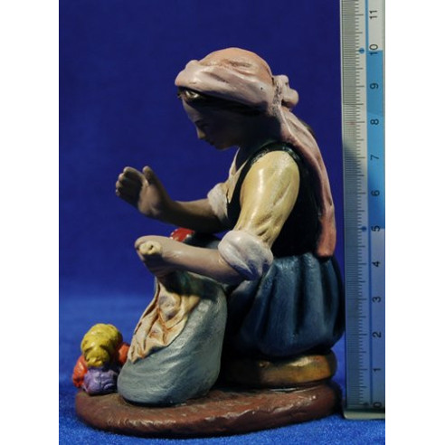 Pastora lavandaia 16 cm terracotta dipinte Figuralia