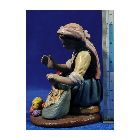 Pastora lavandaia 16 cm terracotta dipinte Figuralia