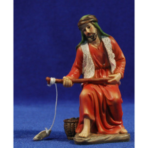 Fisherman with cane seating  13 cm resin Belenes Puig