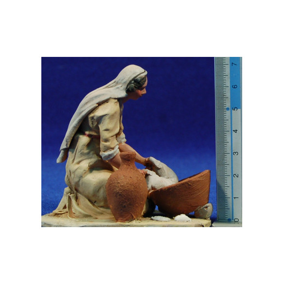 Lavandera 10 cm barro pintado De Francesco