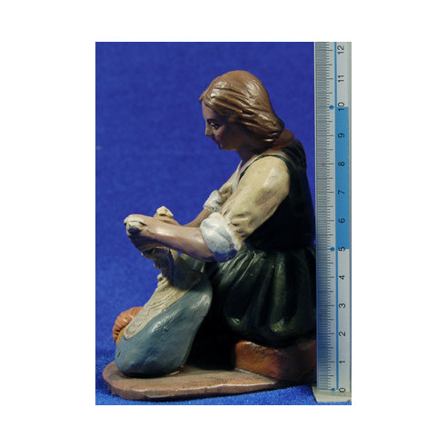 Pastora lavandaia 18 cm terracotta dipinte Figuralia