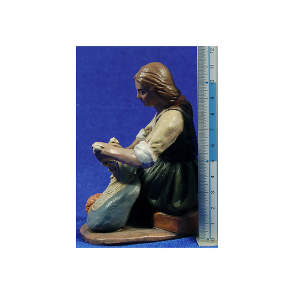 Pastora lavandaia 18 cm terracotta dipinte Figuralia