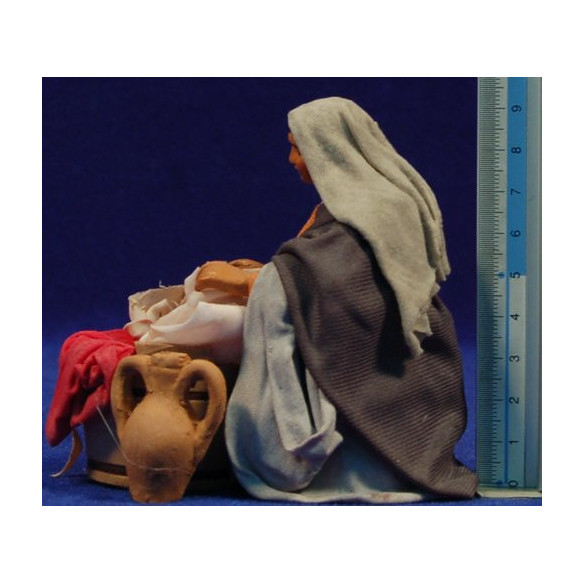 Pastora lavandaia 13 cm stoffe e terracotta