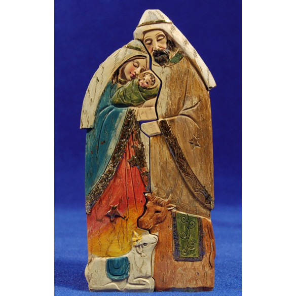 Nacimiento imitación madera 15 cm resina