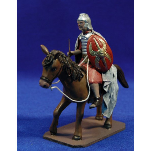 Romano con cavallo 10 cm terracotta dipinte Figuralia