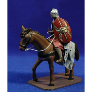 Romano con cavallo 12 cm terracotta dipinte Figuralia