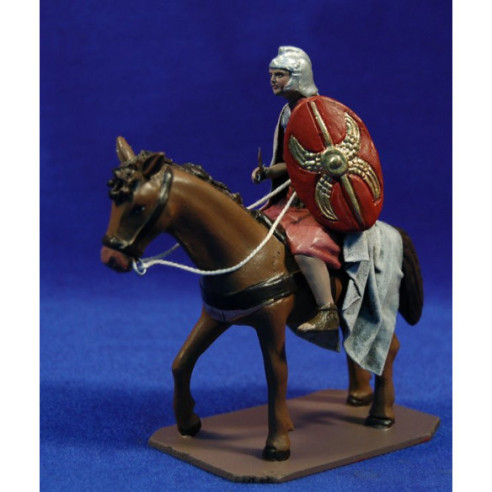 Romano con cavallo 12 cm terracotta dipinte Figuralia