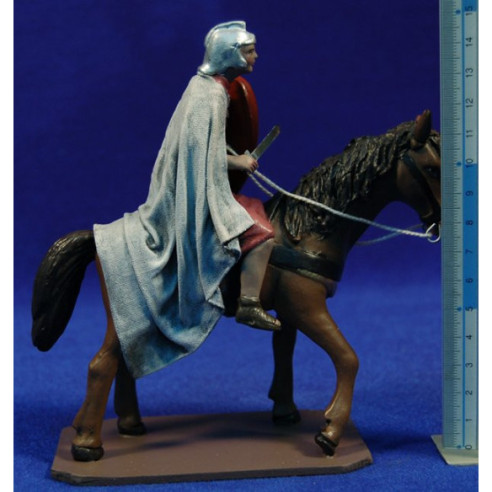 Romano con cavallo 12 cm terracotta dipinte Figuralia