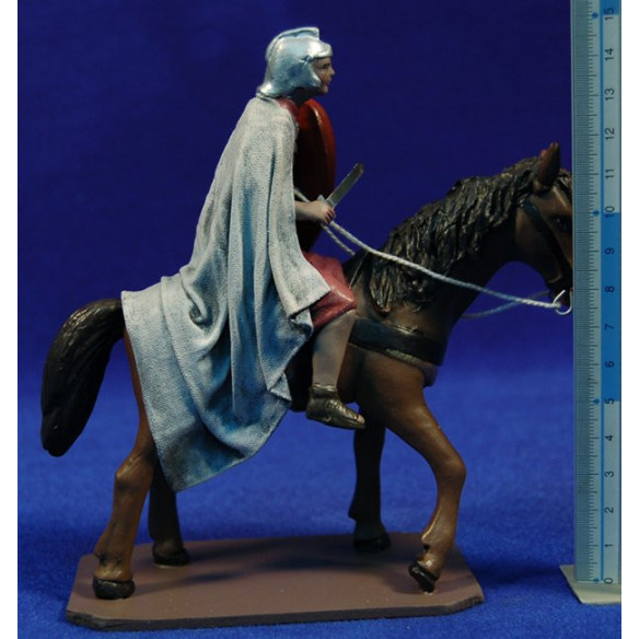 Roman on a horse 12 cm clay painted Figuralia