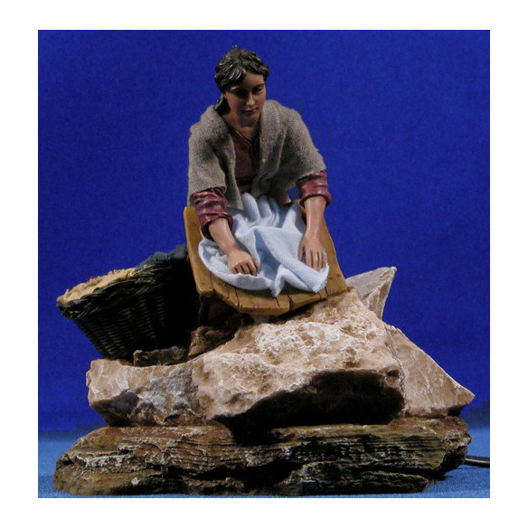 Woman cleaning 20 cm resin and clothes