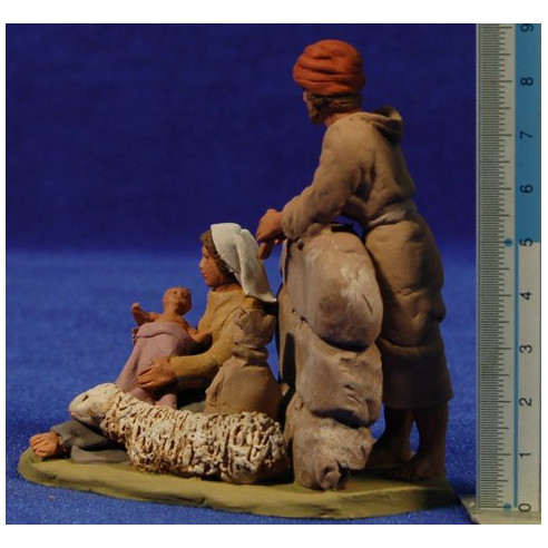 Natività palestinese seduta con pecora 8 cm terracotta dipinte Delgado