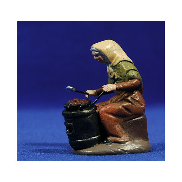 Venditora di castagne 8 cm terracotta dipinte Figuralia