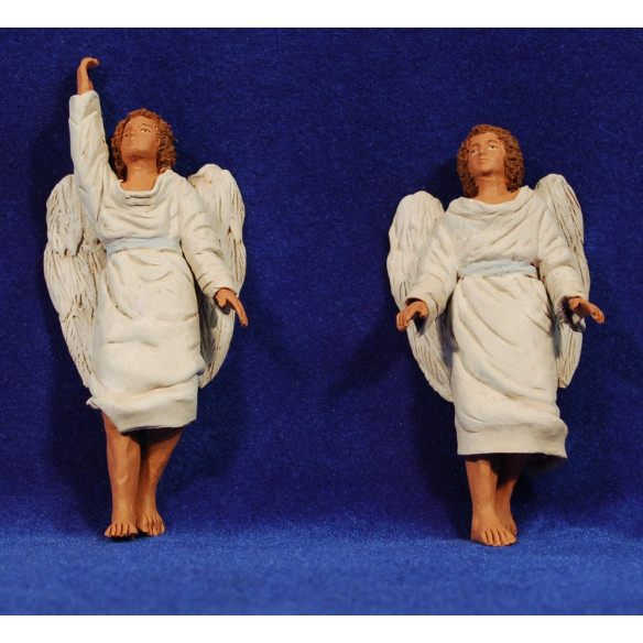 Ángel colgar 12 cm barro pintado Delgado