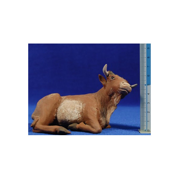 Bue giacente 15 cm  terracotta dipinte Delgado