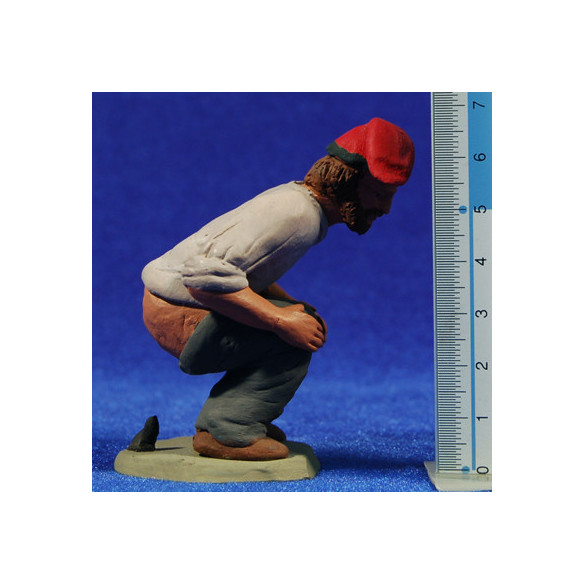 Caganer catalán con barba 12cm barro pintado Delgado