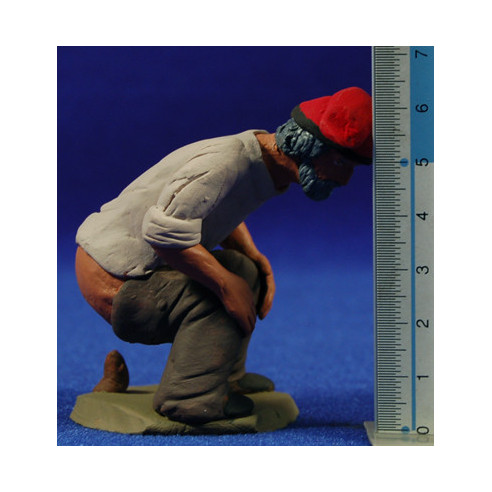 Caganer catalán con barba blanca 12cm barro pintado Delgado