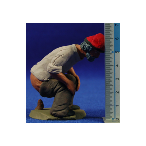Caganer catalán con barba blanca 12cm barro pintado Delgado