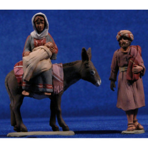 Fuga in Egitto 8 cm terracotta dipinte Delgado
