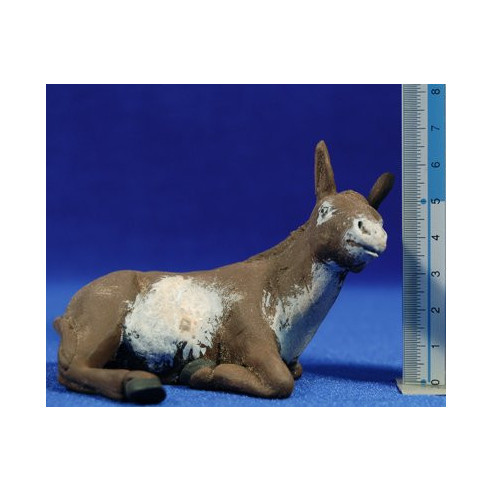 Mule lying 15 cm clay painted Delgado