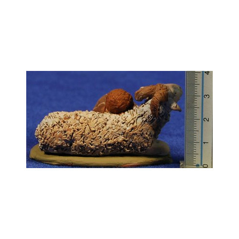 Niño durmiendo con carnero 12 cm barro pintado Delgado