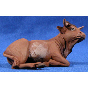Cow lying 12 cm clay painted Delgado